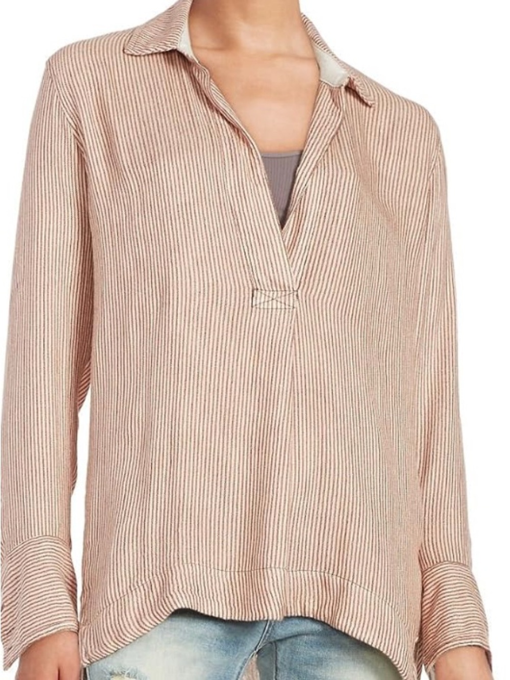 Free people on the road tunic vertical stripes peach combo colorway